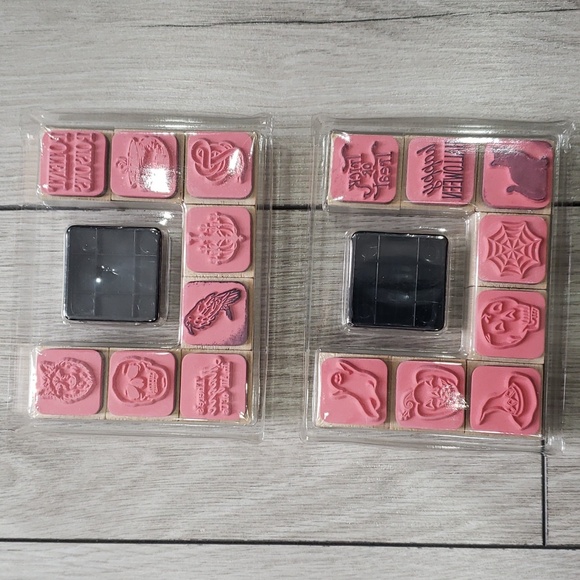 3/$25 Two sets of 8 Wood halloween stamps - Picture 2 of 4